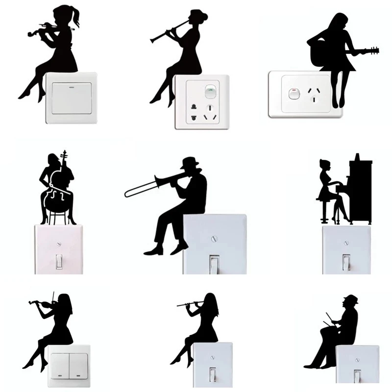 

Switch Stickers Men Women Music Art Performance Silhouette Black Decal Switch Socket Decor Wall Stickers Self Adhesive Wallpaper