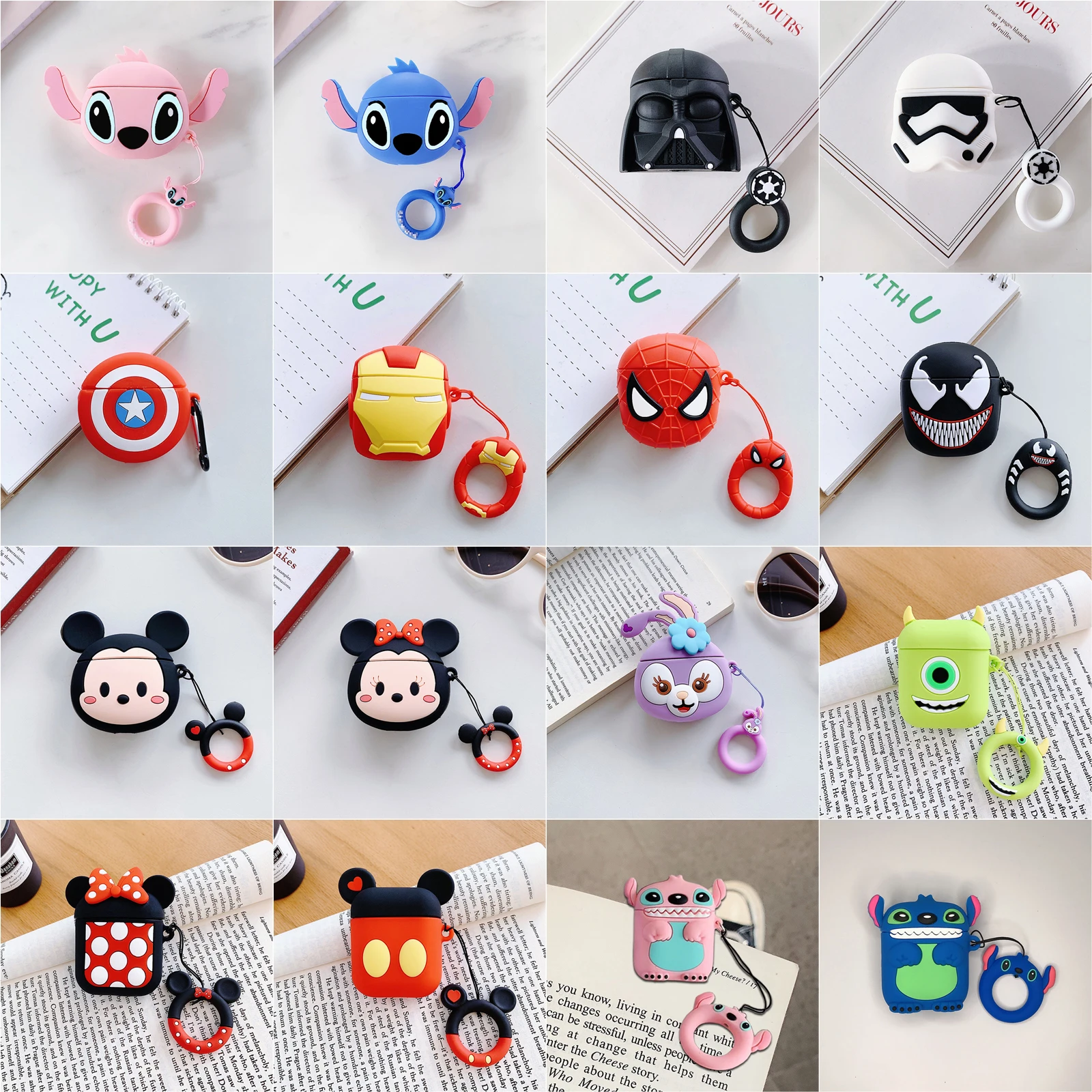 

Disney Mickey Minnie Mouse Stitch StellaLou Earphone Case for AirPods 3 2 1 Pro Cartoon Bluetooth Headphones Protective Cover