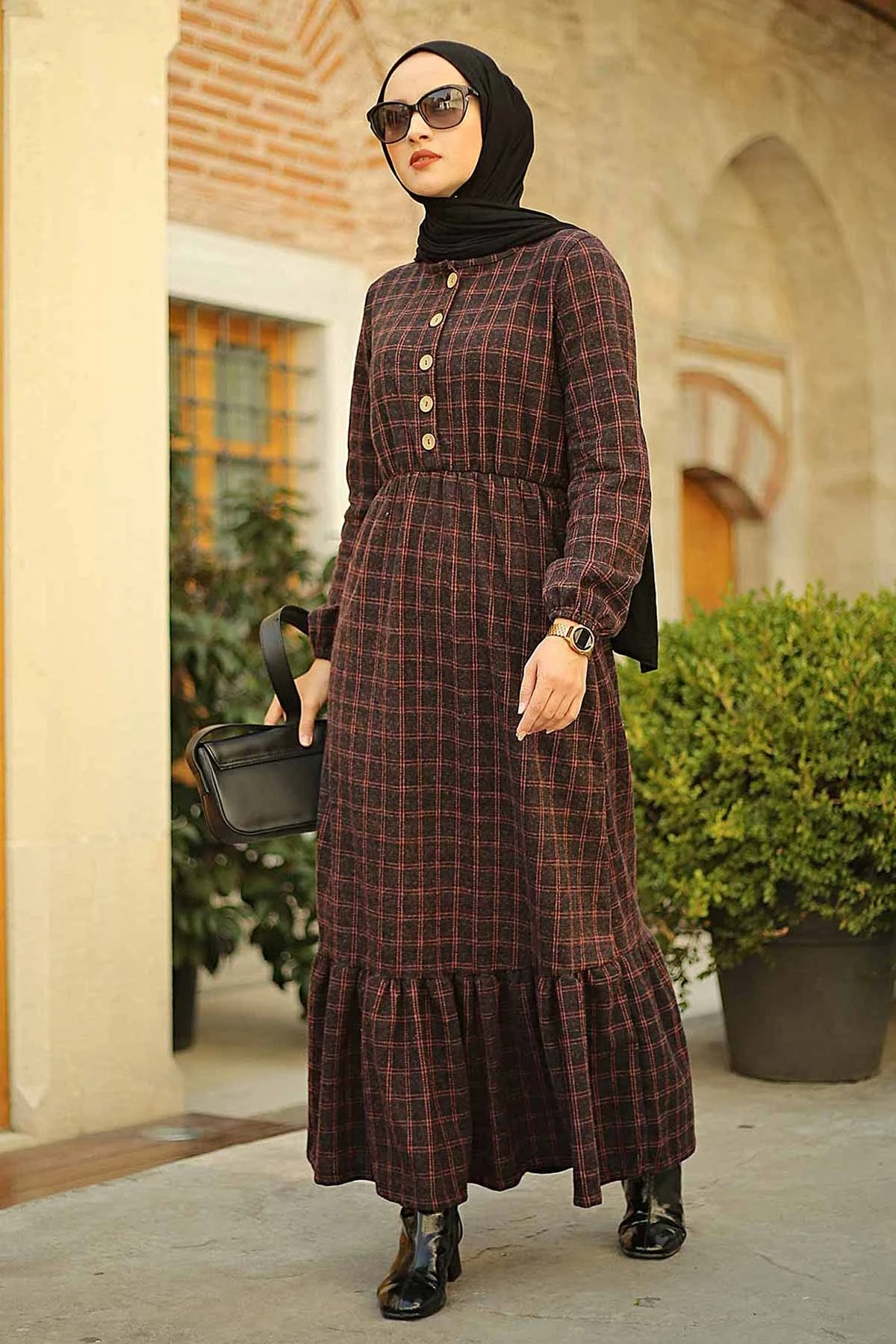 Платье на пуговицах Colar SB g. K. Зимний осенний 2021 Стандартный головной платок, исламский Турция