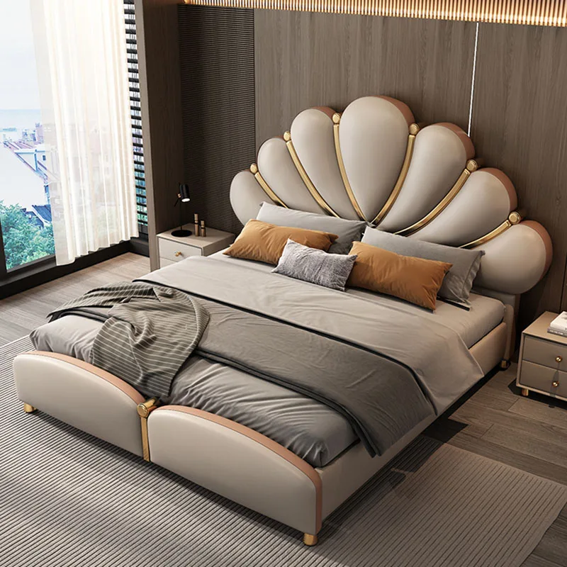 Женская европейская двуспальная кровать Royal Wood King каркас изголовья современная