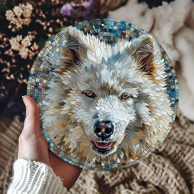 Самоид собака металлическая настенная табличка-круглый декор для сада спальни