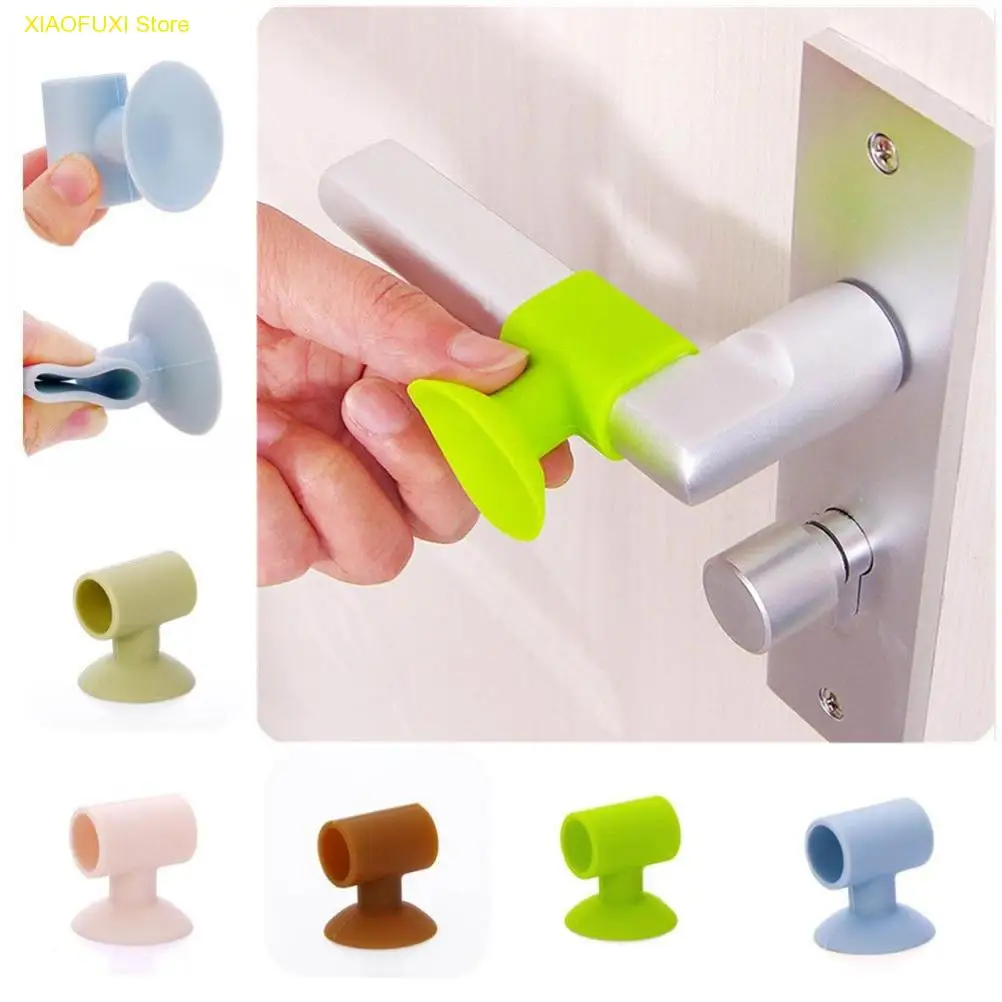 

1PC Colorful Door Lock Protective Pad Rubber Sucker Fender Handle To Protect The Wall Home Supply Plastic