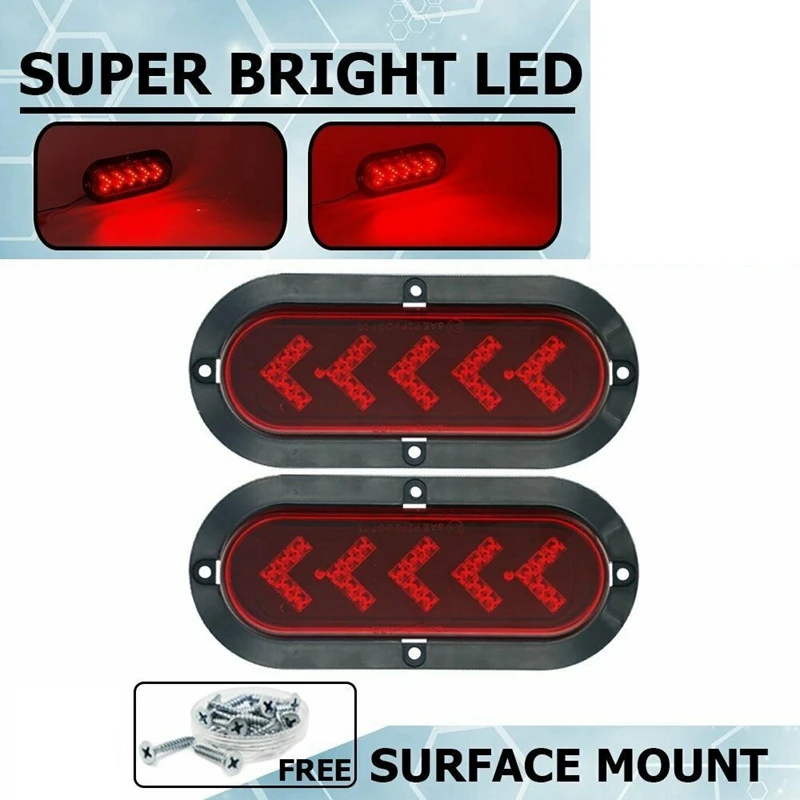 

Boat LED Light 2Pcs 6in 25LED Tail Light Waterproof Oval Brake Stop Lamp for Boat ATV Truck Trailer