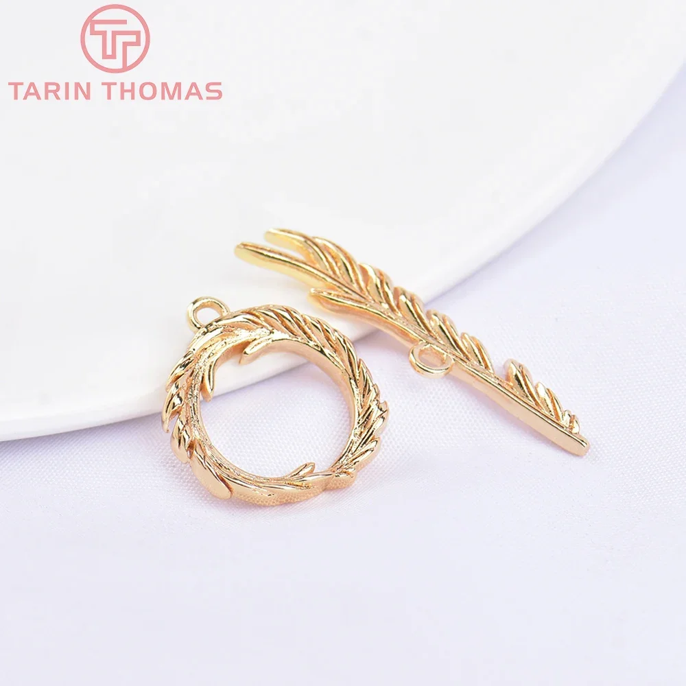 (5686) 6 компл. 16 мм 24-каратное золото латунный браслет с застежками-переключателями