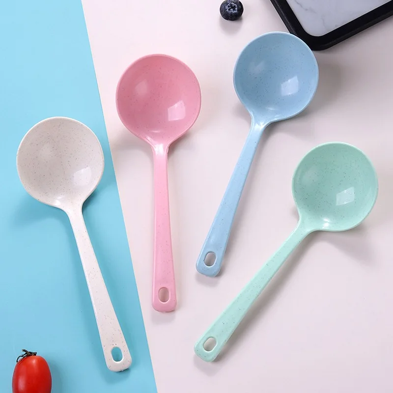 

1pcs Household Utensils Spoon Wheat Stalk Spoon Tablespoons Plastic Large Soup Long Porridge Rice Dinner Scoop Kitchen Supplies