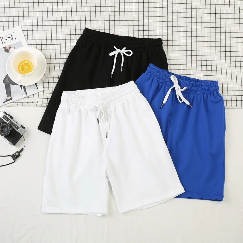 

White Shorts Men Japanese Style Polyester Running Sport Shorts for Men Casual Summer Elastic Waist Solid Shorts Clothing