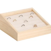 fashion bamboo velvet jewelry display tray ring box earring necklace bracelet pendant display organizer jewelry storage