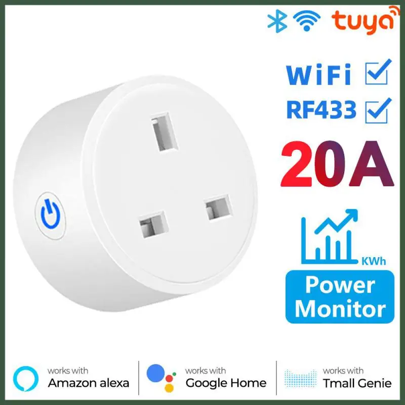 

Умная розетка 20 А с поддержкой Wi-Fi и Bluetooth, совместимая с монитором питания, умная розетка с таймером, работает с Amazon Alexa Google Home