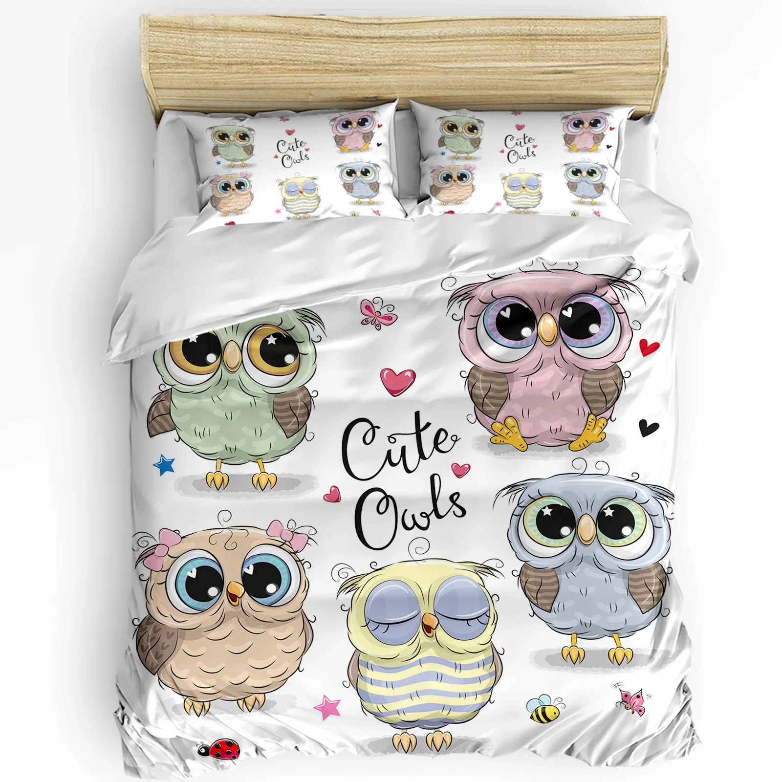 

Комплект постельного белья с рисунком совы, бабочки, пододеяльником, постельное белье для двух предметов дома, наволочки, Комплект постельного белья для спальни (без листа)