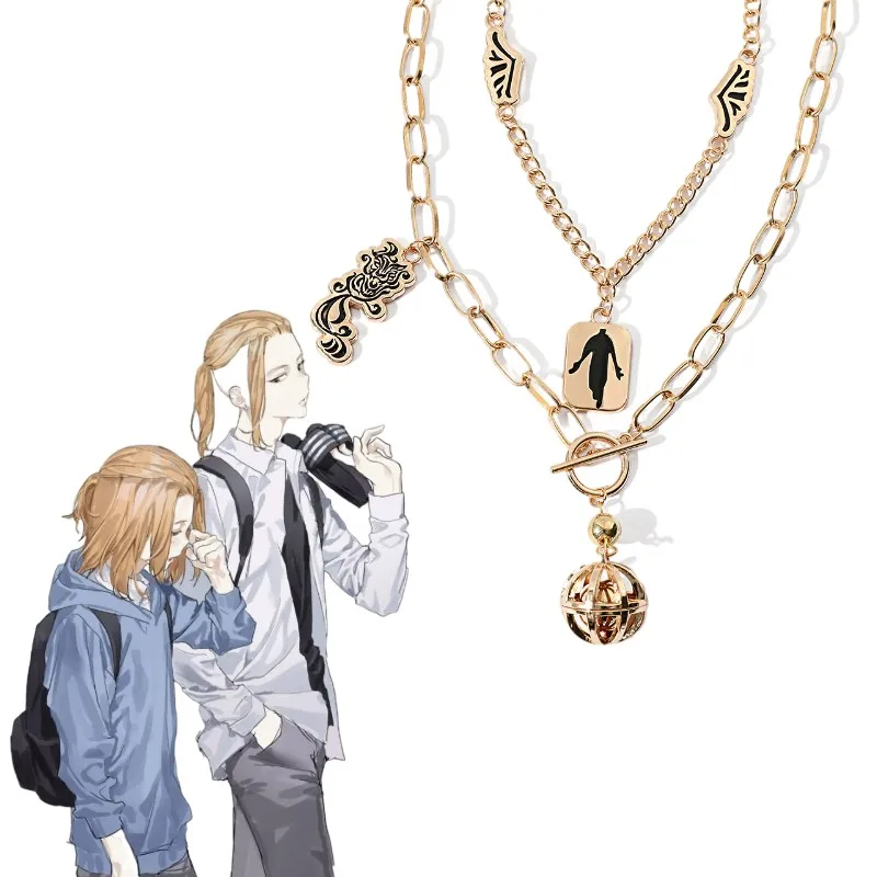 

Anime Tokyo Revengers Chain Necklace Gold Bell Four-leaf Clover Metal Charm Pendant Choker Kurokawa Cosplay Women Men Jewelry