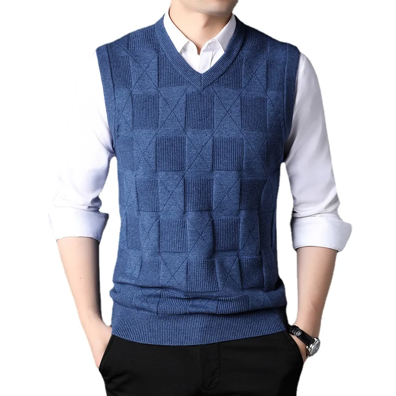 2022 Sweater Vest Men Plus Size 3XL Spring Autumn Oversize Mens Vests Solid Simple All-match V-neck Couples Retro Khaki Soft