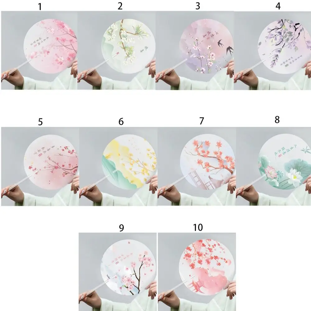 Круглый Ручной Веер В Античном Стиле Полупрозрачный С Длинной Ручкой Китайский