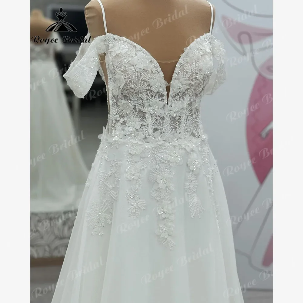 Винтажное кружевное женское свадебное платье на тонких бретельках с цветочным