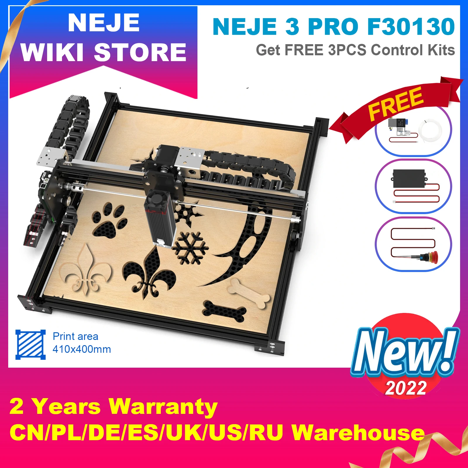 

NEJE 3 Pro F30130 Laser Engraver, Wireless CNC Laser Cutting Engraving Wood Router Machine, DIY Deaktop Metal Logo Marking Tool