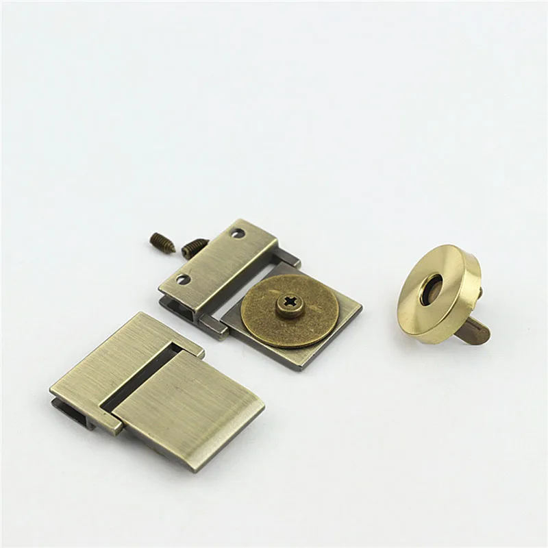 10Pcs 24X31mm Square Bag Magnetic Button Lock Clasp Metal Handbag Pushed Lock Snap Buckle Hook Replacement Closure Accessories