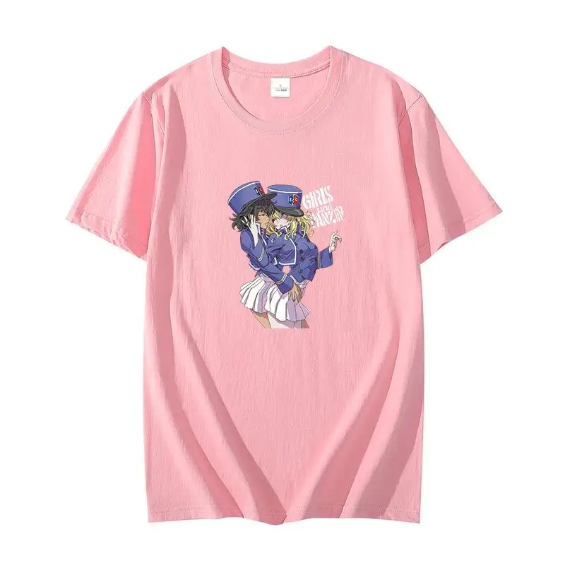 

Cotton T-shirt Anime Girls Und Hot Sexy Lesbian Couple Manga Harajuku graphic t shirts oversize t-shirts Summer Men's clothing