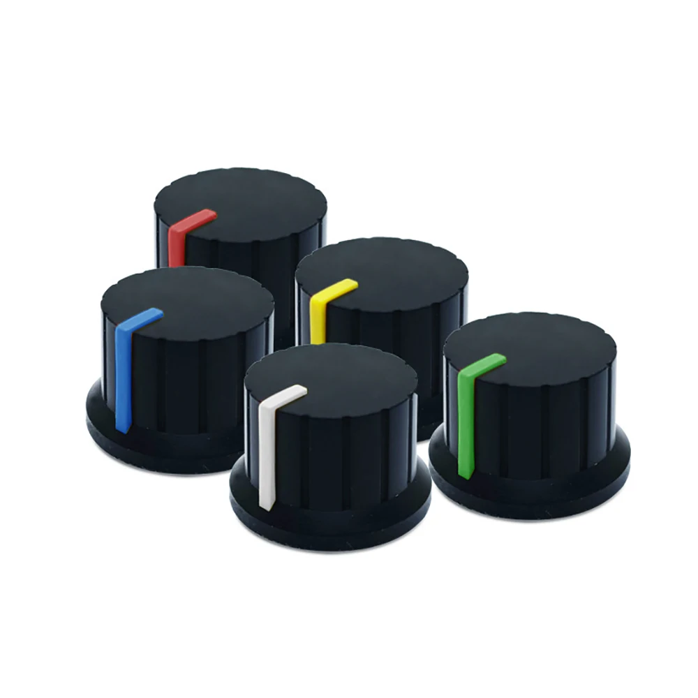 

5PCS 24x15MM Potentiometer Knobs Plummer Shaft Knob Cap Two-Color Straw Hat Type Audio Adjustment Knobs for 6mm Dia