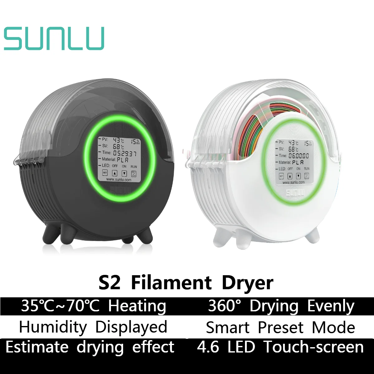 SUNLU S2 3D Filament Dryer Box Up To 70℃ Heating...