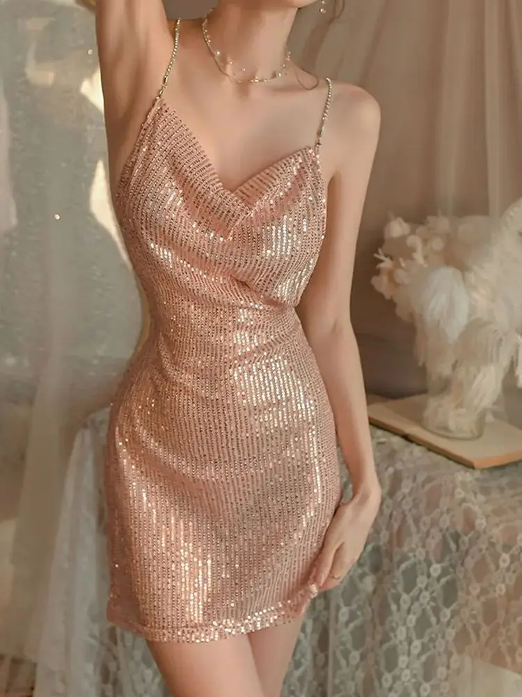 

Женские блестящие комбинированные платья с открытой спиной, элегантные наряды для ночного клуба, Прозрачное платье-карандаш, сексуальный привлекательный костюм, мини-юбка, новинка