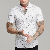 hot sale european american men clothing letter print fashion casual shirt single breasted cardigan short sleeves 2022 new shirt