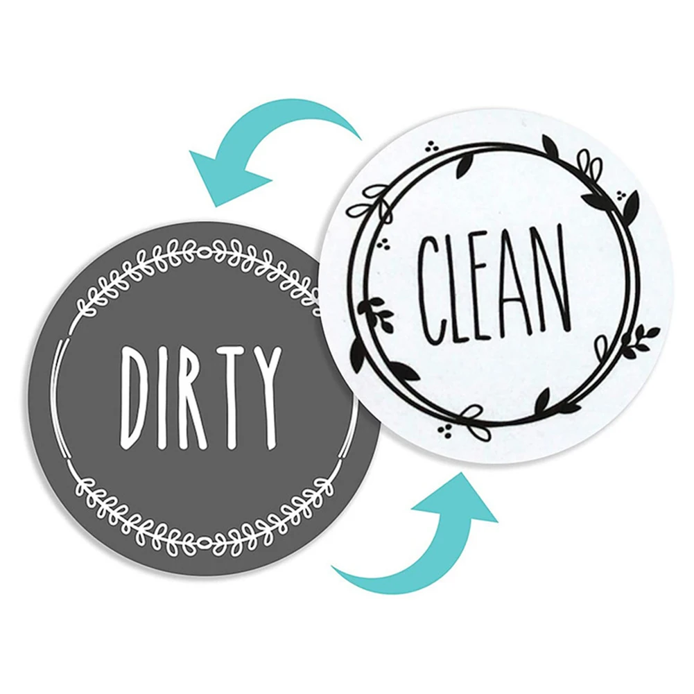 Refrigerator Magnets Round Magnetic Fridge Sticker Clean Dirty Instruction Dishwasher Sticker Dishwasher Stylish Dual Use Mom
