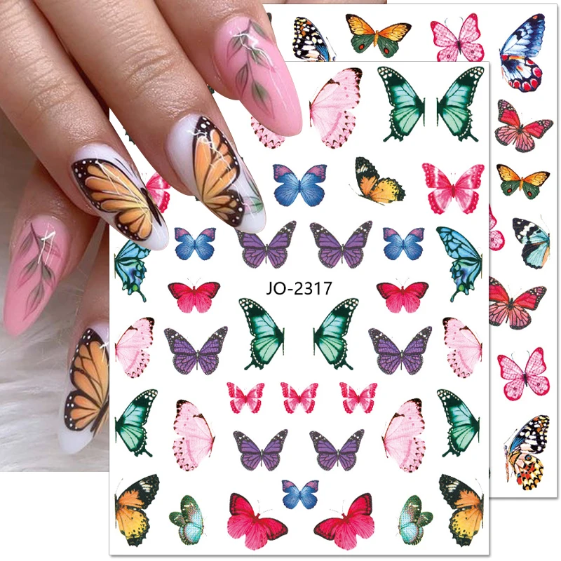 

Watercolor Butterfly Nail Stickers Butterfly 3D Nail Art Stickers Self Adhsive Butterfly Stickers for Nails Women Nail Supplies