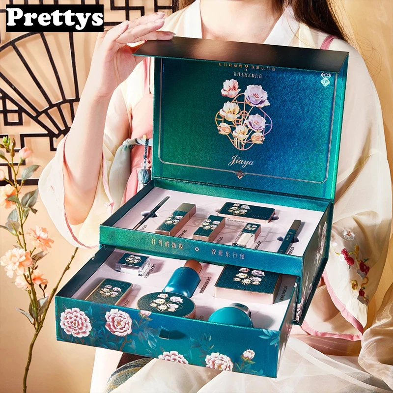 Chinese Style 12pcs Cosmetics Sets Include Face Powder Foundation Concealer Eyeliner Make Up Valentine's Day Christmas Gift Box