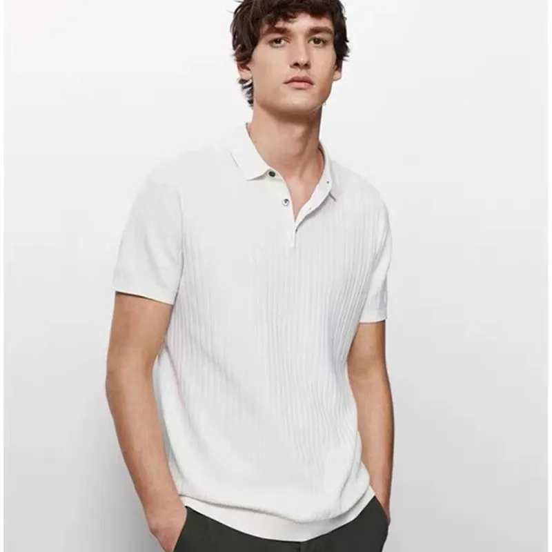 

2022 New Spring Summer Fashion Men Fine-grained Cotton Short Sleeve Polo Shirt Solid Simple Loose Casual Tops Male