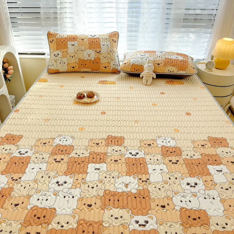 Cooling Bed Sheet Set for Summer Rayon Matress Pad Soft Air-Permeable Cool Feeling Summer Mat and Pillowcase Elastic Band