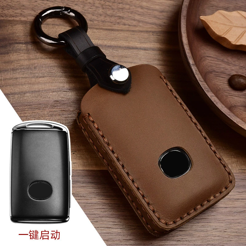 

Crazy Horse Leather Auto Car Styling Key Case For Mazda 3 Alexa CX4 CX5 CX8 2019 2020 Car Holder Shell Remote Cover keychain