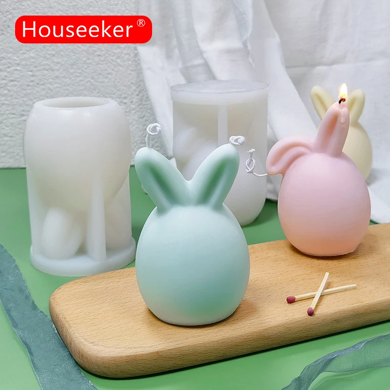 

3D Egg Bunny Silicone Candle Mold Candle Making Easter Home Decor Faceless Rabbit Head Aromatherapy Soap Plaster Resin Mould