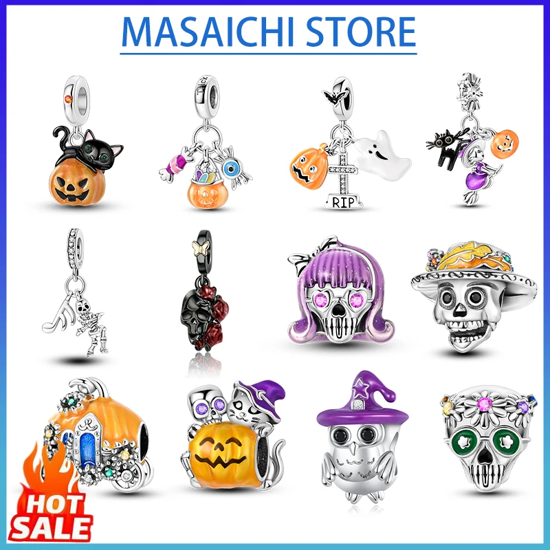 Лидер продаж Шарм для Хэллоуина из серебра 925 пробы подходящий серебряного