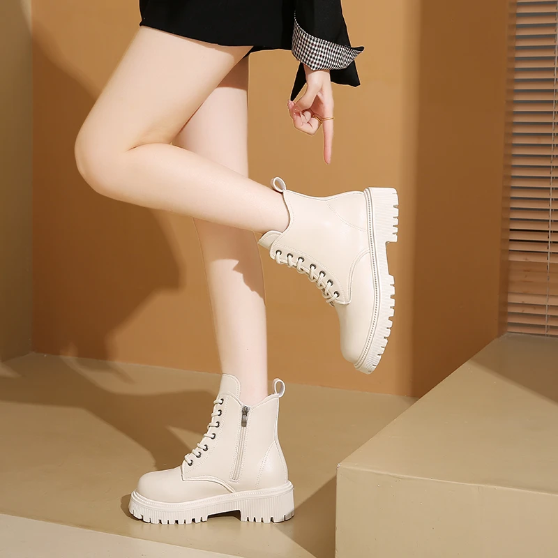 2024 качественные ботинки на платформе зимние теплые женские модная обувь круглом
