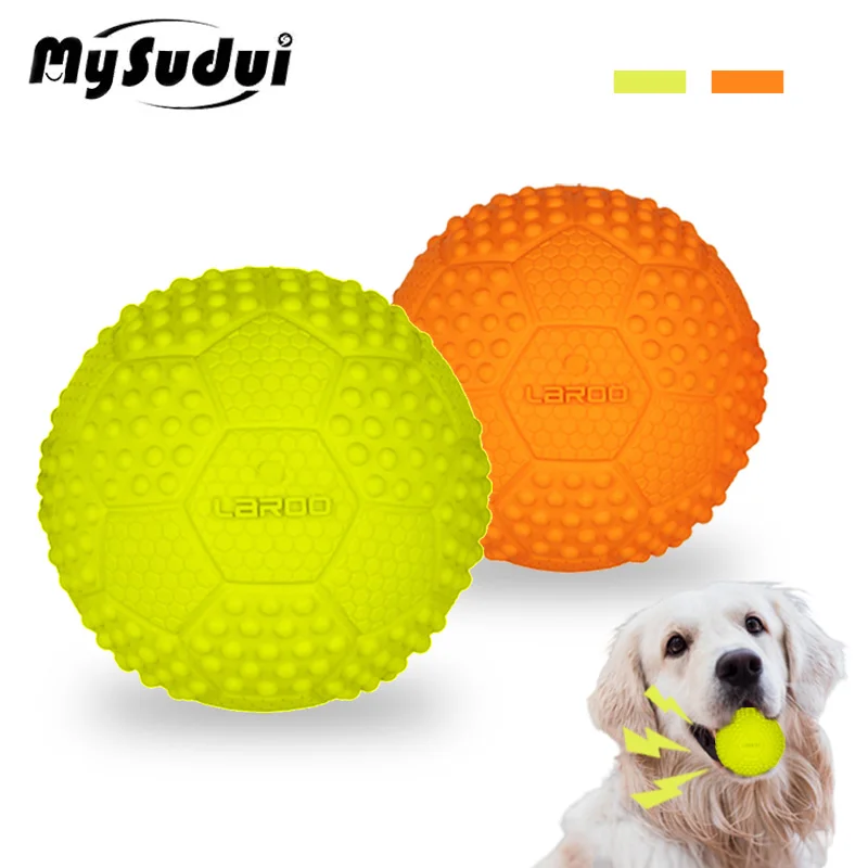 

Rubber Dog Toys Pet Durable Molar Chew Ball with Squeaky Sound for Interactive Throwing Training Fetch Toy for Small Medium Dogs