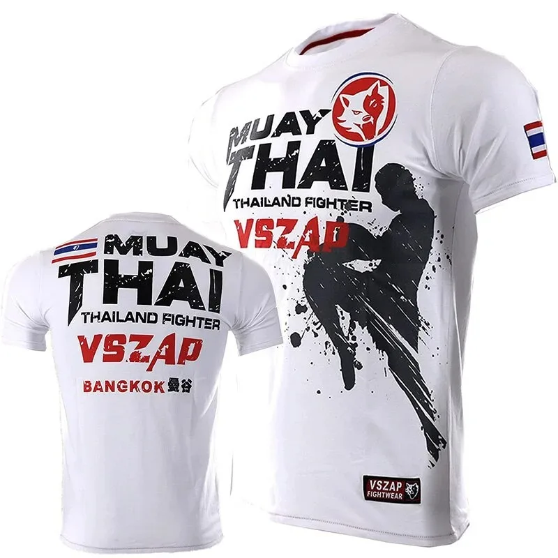 

Men's Muay Thai T Shirt Running Fitness Sports Short Sleeve Outdoor Boxing Wrestling Tracksuits Summer Breathable Quick Dry Tops