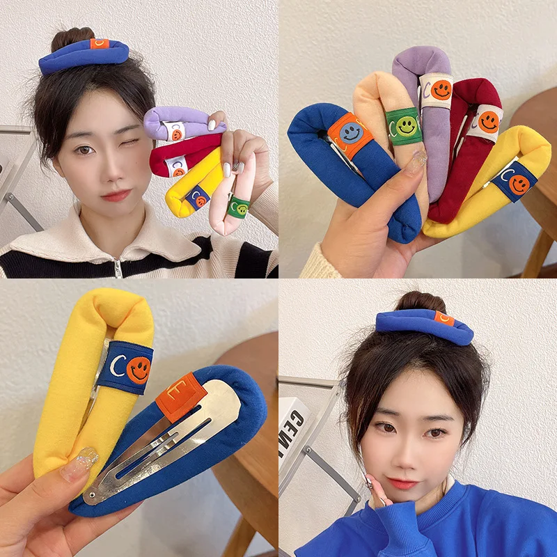 

2pieces/set Hair Clips Cute Foam Sponge Smiley Face Hairpin Large Clip Girl Hair Accessories Wholesale