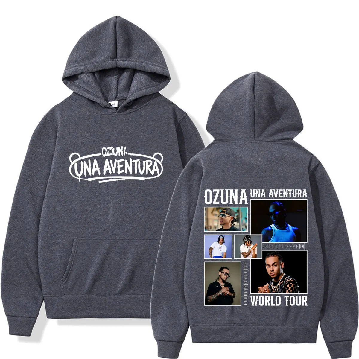 Фото Худи с принтом Ozuna Una Aventura World Album Tour 2026, модный пуловер для мужчин и женщин, свободный повседневный свитшот с длинными рукавами в стиле хип-хоп №3
