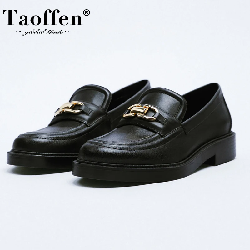 

Женские офисные туфли без застежки Taoffen, черные повседневные туфли из натуральной кожи, Размеры 35-41, весна 2022