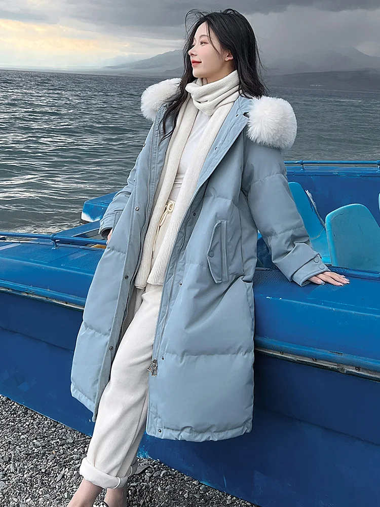

30degrees Winter Women Loose Long Parkas Jackets Casual Fur Hooded Thick Warm Parkas Coat Fashion Female Outwear Long Parkas
