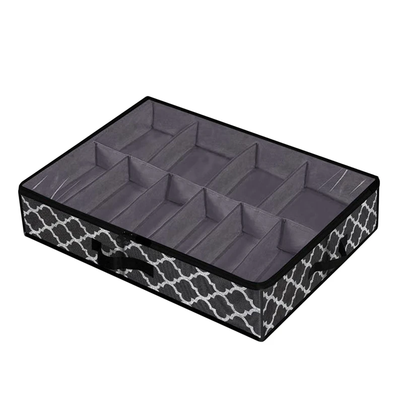 Ящик для хранения обуви под кроватью органайзер складная коробка 12 пар черный (A)