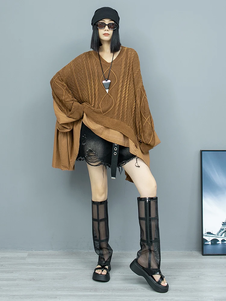 LYUZHE 2024 осенний черный зеленый ретро тканый трикотаж с рюшами и v-образным вырезом