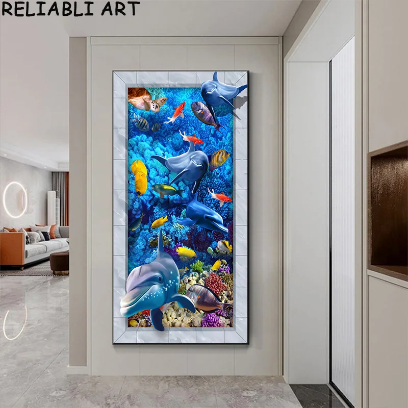 Картина на холсте с глубоководными животными