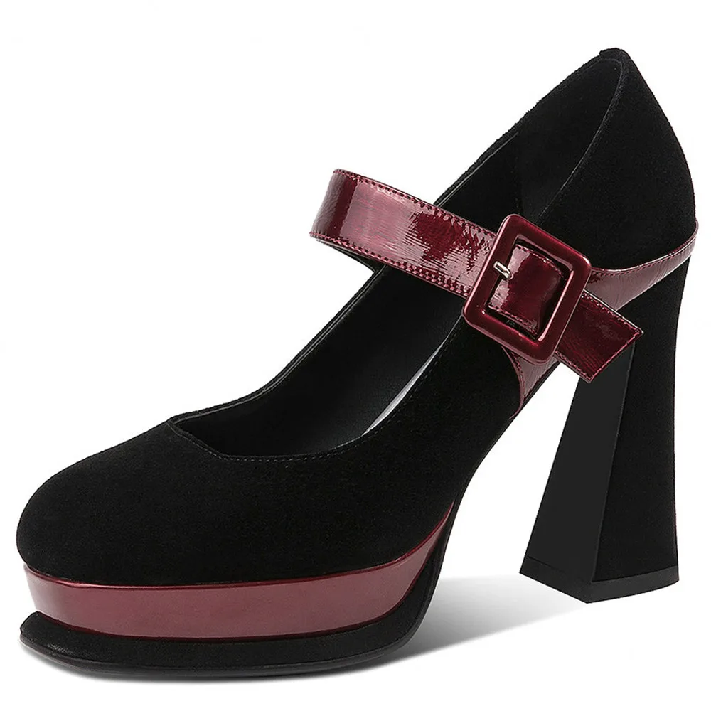 Туфли-лодочки женские замшевые на платформе с круглым носком