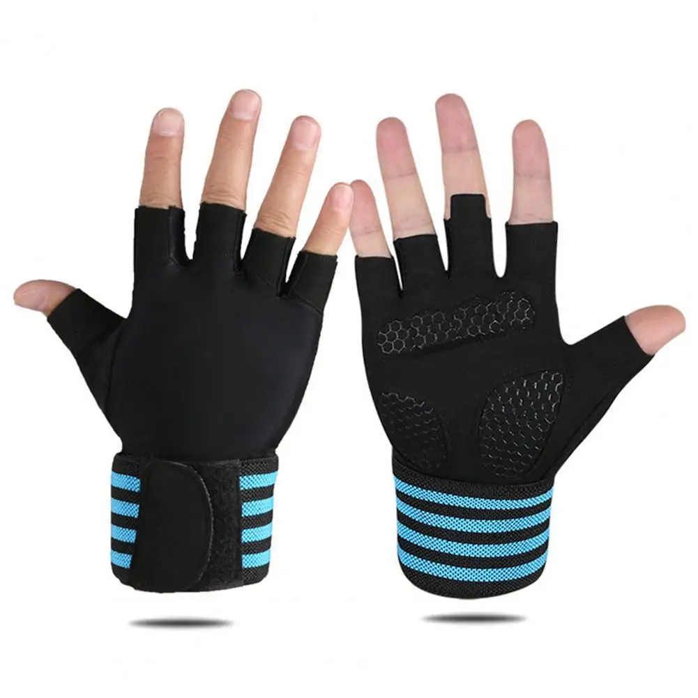 

Durable 1 Pair Fashion Gym Half-finger Work Out Gloves Unisex Workout Gloves Non-slip for Horizontal Bar