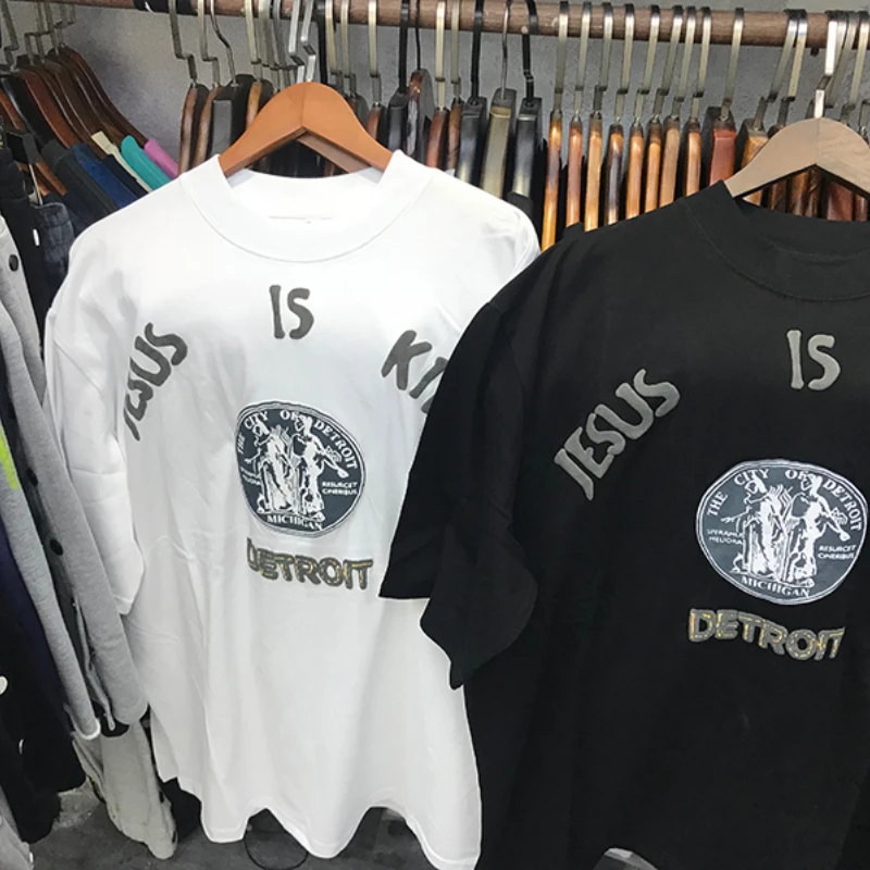 

Balck White JESUS IS KING T Shirt Men Women Kanye Wwst Short Sleeve Summer Tops