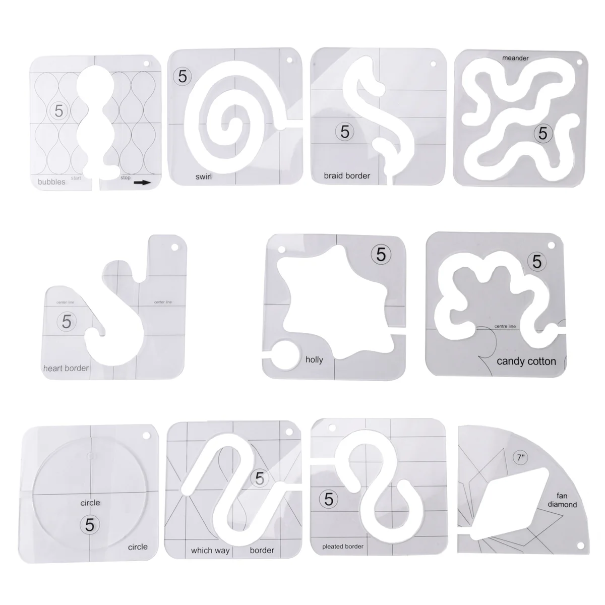 

11PCS Free-Motion Quilting Template Set-Sewing Ruler & Clear Mark Acrylic Ruler & Ironing Ruler for DIY Machine Quilting