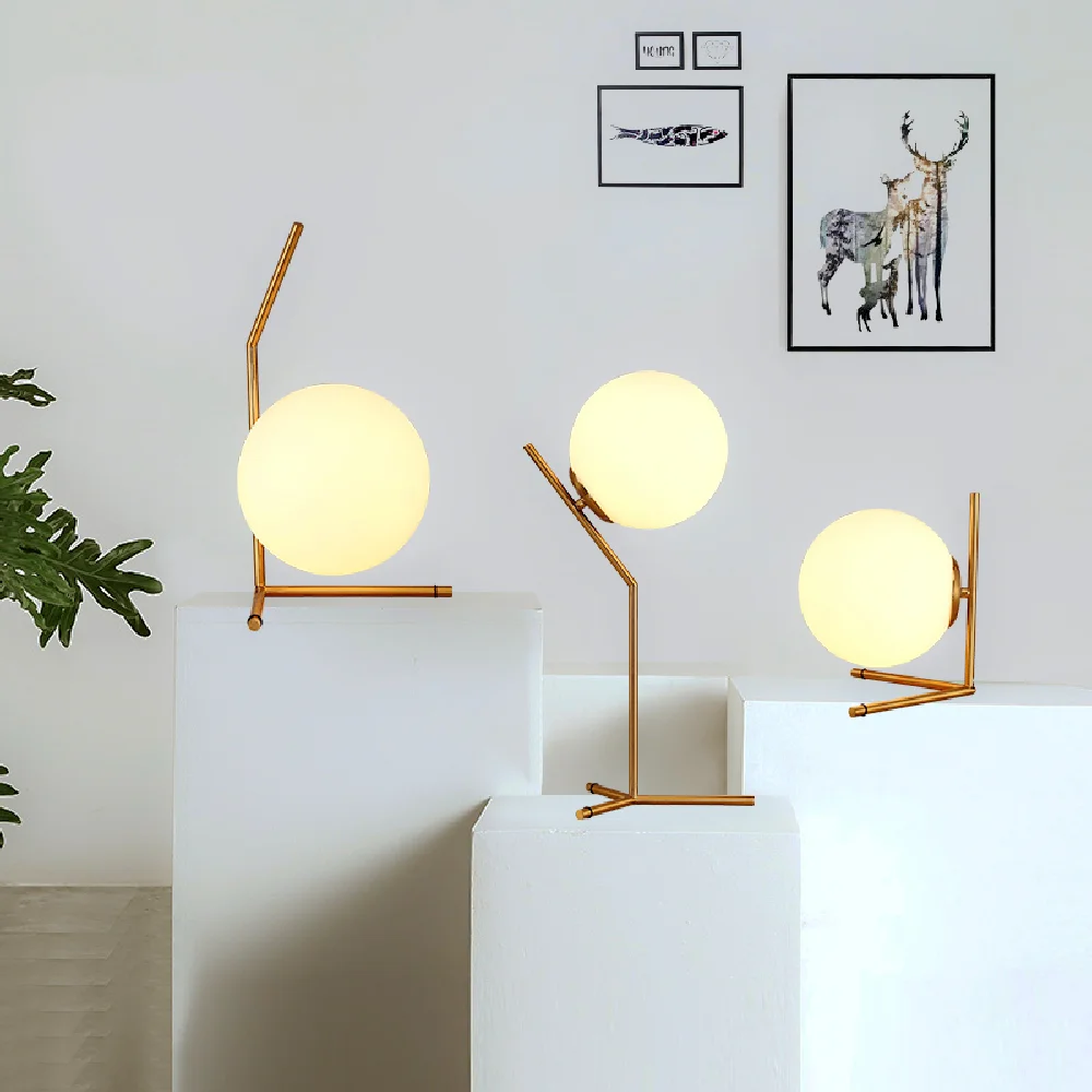 

Modern LED Table lamps bedroom bedside luminaires Nordic Desk lights home deco lighting Glass ball fixtures illumination