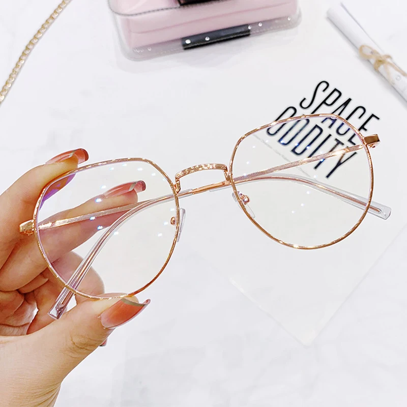 

Classic Metal Anti-Blue Light Glasses Women Men Round Irregular Frame Computer Game Goggles Blue Ray Blocking Eyeglasses
