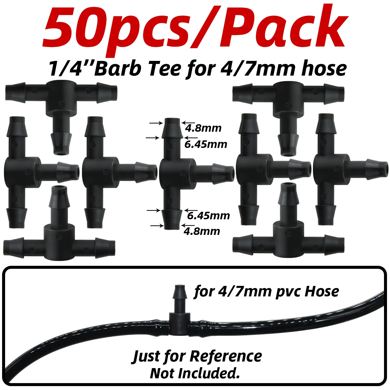 KESLA 50 шт. пластиковые соединители 3-х сторонние для трубок 4/7 мм