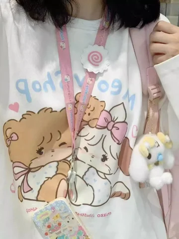 Женские футболки Kawaii Bear хлопок японский стиль